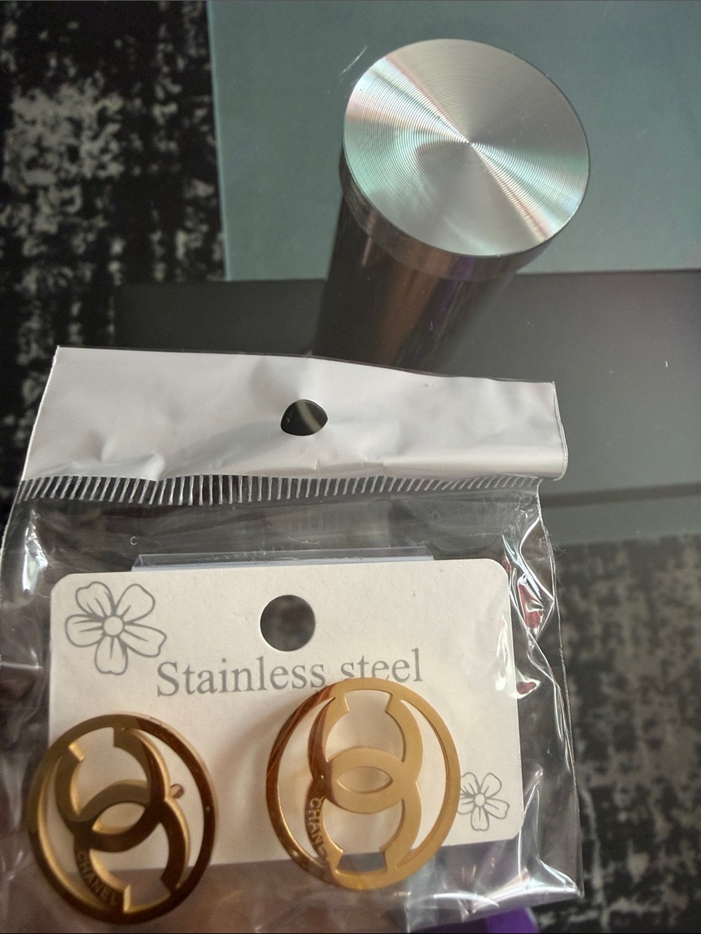 Stainless Steel Gold-Tone Fashion Earrings - Pack of 2